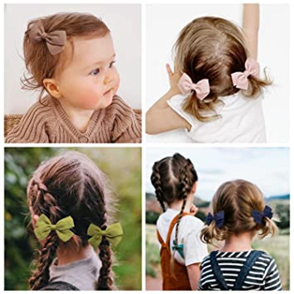 20 pinzas para el pelo de bebé con lazos para bebé, hechos a mano,  totalmente forrados, accesorios para el cabello para niñas y niños pequeños