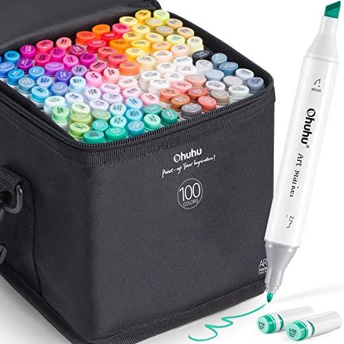 Ohuhu Markers for Adult Coloring Books: 64 Colors Art Markers Dual