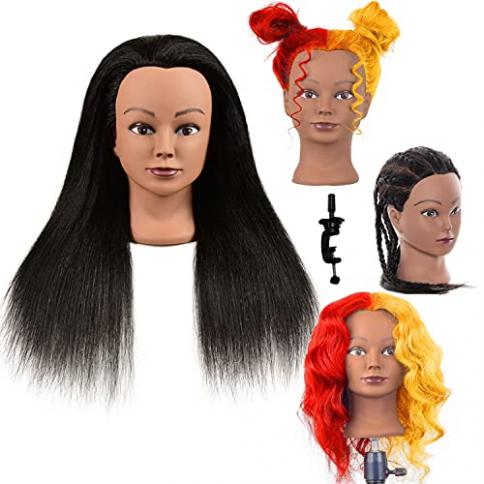 Mannequin Head with Human Hair - 20-22 Cosmetology Mannequin Head with  100% Real Human Hair for Braiding Practice Cutting - Manikin Head with  Human