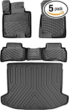 All Weather Rubber Car Floor Mats with Cargo Liner Full Set Front