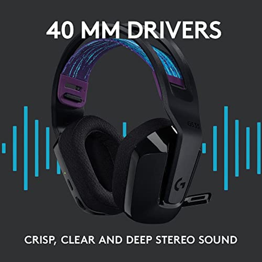  Logitech G535 Lightspeed Wireless Gaming Headset - Lightweight  on-ear headphones, flip to mute mic, stereo, compatible with PC, PS4, PS5,  USB rechargeable - Black : Video Games
