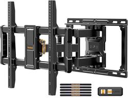 Perlegear UL-Listed Full Motion TV Wall Mount for 42–97 Inch Flat Curved TVs up to 132 lbs, 12″/16″ Wood Studs, TV Mount Bracket with Tool-Free Tilt, Swivel, Extension, Max VESA 600 x 400mm, PGLF15 - Tamaño Fits 42-97 TVs / Max 16 Wood Stud