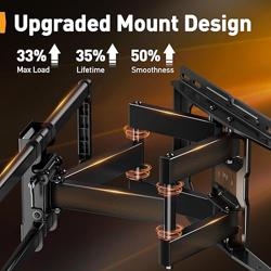 Perlegear UL-Listed Full Motion TV Wall Mount for 42–97 Inch Flat Curved TVs up to 132 lbs, 12″/16″ Wood Studs, TV Mount Bracket with Tool-Free Tilt, Swivel, Extension, Max VESA 600 x 400mm, PGLF15 - Tamaño Fits 42-97 TVs / Max 16 Wood Stud