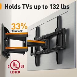 Perlegear UL-Listed Full Motion TV Wall Mount for 42–97 Inch Flat Curved TVs up to 132 lbs, 12″/16″ Wood Studs, TV Mount Bracket with Tool-Free Tilt, Swivel, Extension, Max VESA 600 x 400mm, PGLF15 - Tamaño Fits 42-97 TVs / Max 16 Wood Stud