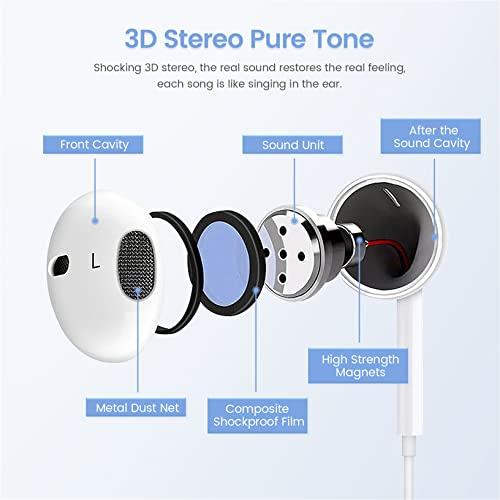 Paquete de 2 auriculares Apple para iPhone con cable [certificado Apple  MFi] (micrófono integrado y control de volumen) con aislamiento de ruido  para