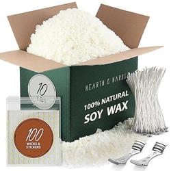 Hearth  Harbor Organic Soy Candle Wax for Candle Making, 10 lbs Natural Candles Making Supplies, Beeswax-Free, Paraffin-Free, Pure Soy Wax Flakes Perfect for Candles, Tealights and Melts - Nombre de estilo 10 lbs