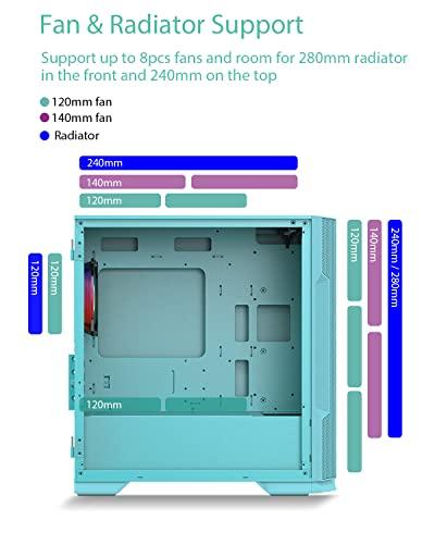 Vetroo M03 Compact Computer Case Micro ATX Mini ITX Mint Green Gaming PC Case Rear 120mm