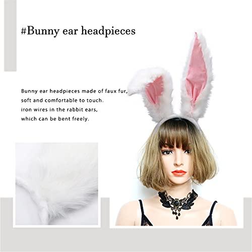 Set De Diadema Con Orejas De Conejo, Nariz, Pajarita Y Cola, Accesorios Para Disfraz De Pascua, Carnaval, Halloween Y Fiestas Temáticas, Ajustables Y Cómodos