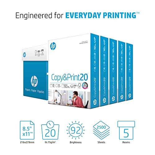 HP Printer Paper 8.5 x 11 Paper Copy Print 20 lb 5 Ream Case