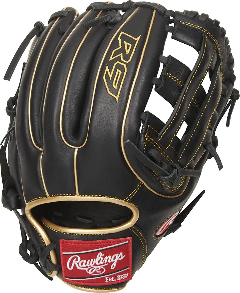 Rawlings Boys Infield/Outfield Baseball Glove, 11.75 pulgadas Pro H  Black/Gold, pulgadas