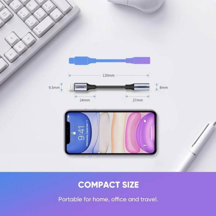 Cable Audio Lightning A 3.5Mm Hembra 10Cm Trenzado Color Negro Modelo