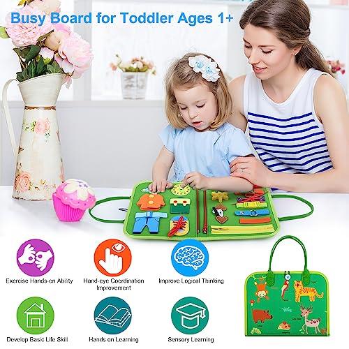 AMAYGA Busy Board Toddler, Juguetes Montessori de 3 niveles 1 año de edad,  Montessori Skills Toys para niños, Aprende a vestir Aprendizaje temprano 1  2 3 4 años Tablero sensorial - en material reciclado