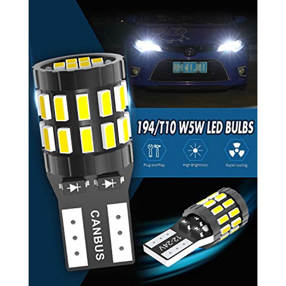  2 bombillas LED W5W 194 T10 de cuña para placa de matrícula,  3000 K, 6000 K, bombilla para interior de automóvil, cúpula y mapa, luz de  puerta (10 piezas, rojo) : Automotriz