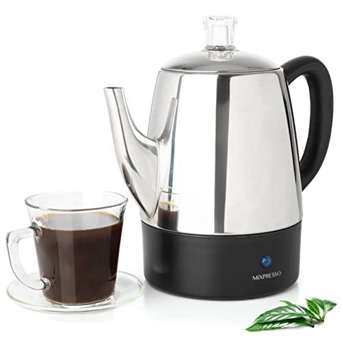 Mixpresso Percolator Coffee Pot Electric 4 Cup, Stainless Steel Coffee