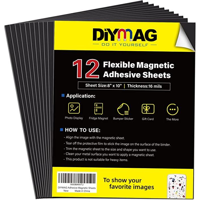 5 Hojas De Láminas Magnéticas Adhesivas Con Respaldo Adhesivo 16Mil 8.3 X  11.7 Pulgadas Hojas Magnéticas Flexibles Con Papel Magnético Adhesivo Pegajo