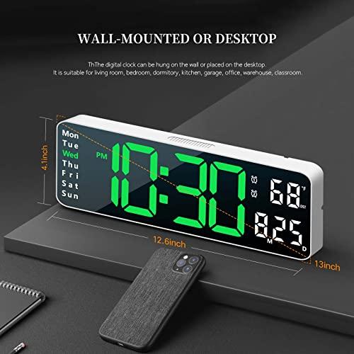 Reloj de pared Digital grande de 16 pulgadas con pantalla LED, Control  remoto, fecha, semana, temperatura, alarmas duales - AliExpress