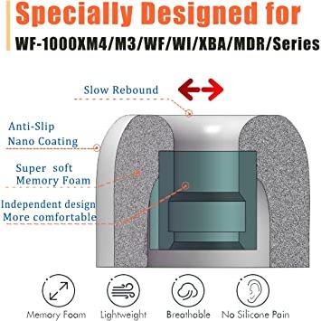 Puntas de espuma viscoelástica para Sony WF-1000XM4 / WF-1000XM3,  almohadillas de repuesto antideslizantes para auriculares