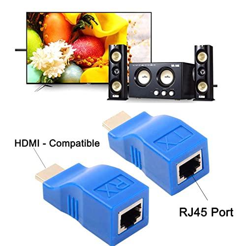 XMSJSIY HDMI Extender,HDMI to RJ45 Network Cable Extender Converter  Repeater Over Cat 5e /6 1080p up to 30m Extender for HDTV PS4 STB, Request  Pure