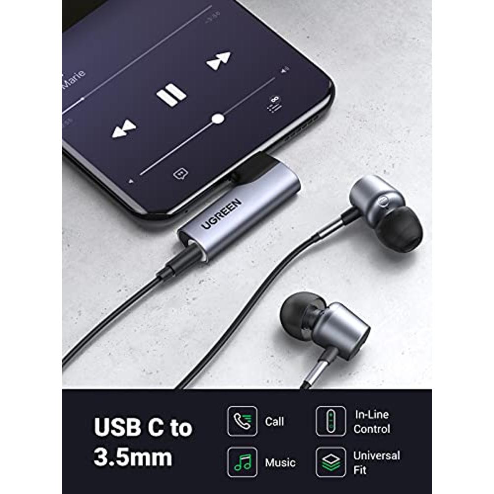 UGREEN Adaptador USB C a Jack 3.5 mm, DAC Chip HiFi Audio Adaptador para  Auricular, Compatible con iPad Pro, iPhone 15, OnePlus 8t/8 Pro, Galaxy