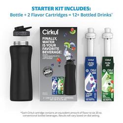 Cirkul 32oz. Matte Black Stainless Steel Water Bottle Starter Kit with Black Lid and 2 Flavor Cartridges (1 LifeSip Blueberry Grape, 1 GoSip Kiwi Berry) No Sugar, Zero Calorie Drink Mix - Color Matte Black - Tamaño 32 Ounce