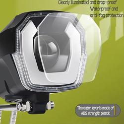 Electric Bike Headlight for Night Riding 3 Pins Male Connector LED Front Light 24V 36V 48V 52V Waterproof Ultra Bright Bike Safety Light for EBike Mounting on Front Fork