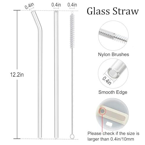 CteaTs Reusable Glass Straws Compatible with Stanley Cup Tumbler, Pack of 6  Clear Replacement Straws with 2 Cleaning Brushes Drinking Straws Compatible  With Stanley Accessories