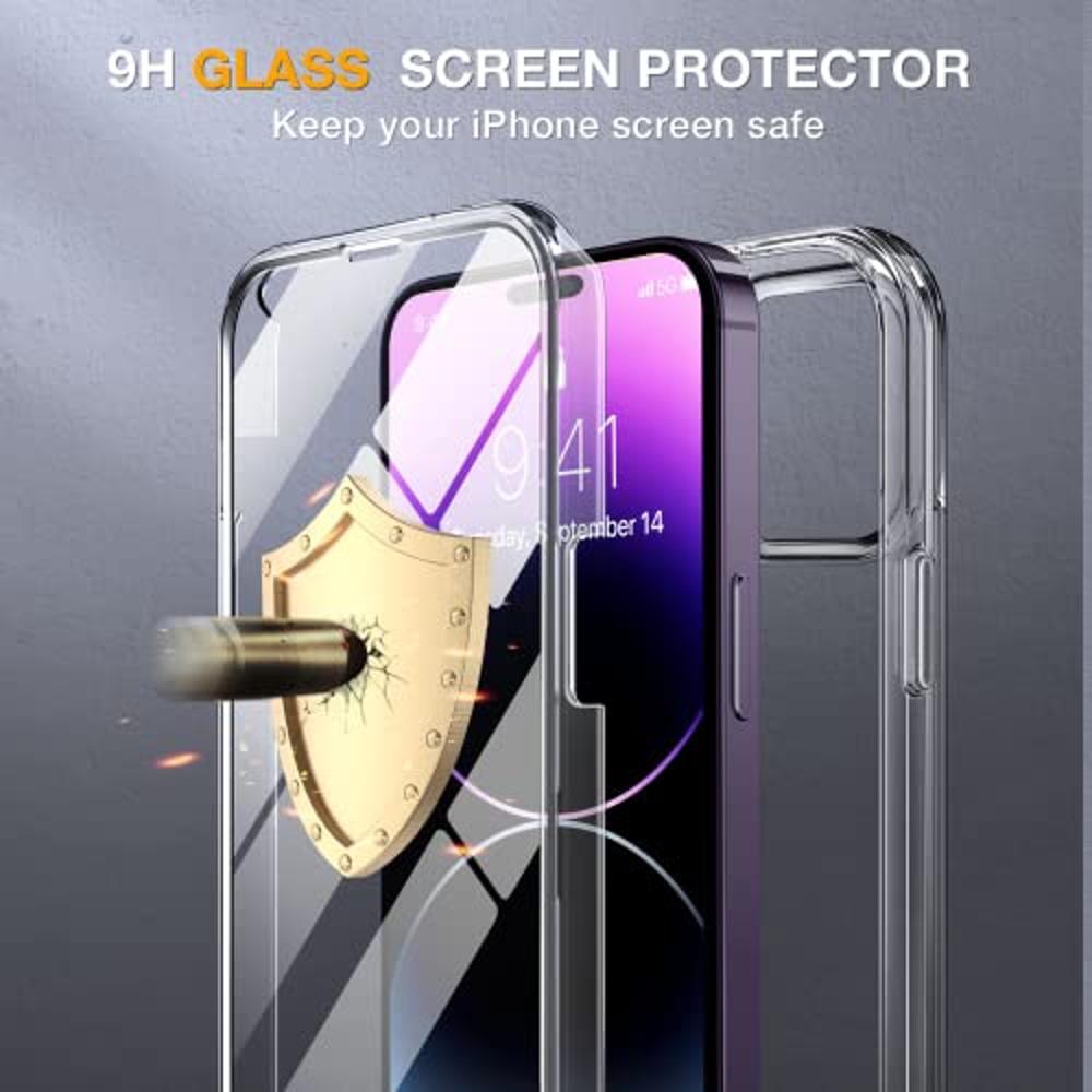 Miracase Funda de cristal para iPhone 13 Pro Max de 6.7 pulgadas, con  parachoques y protector de pantalla de vidrio templado 9H integrado para  iPhone