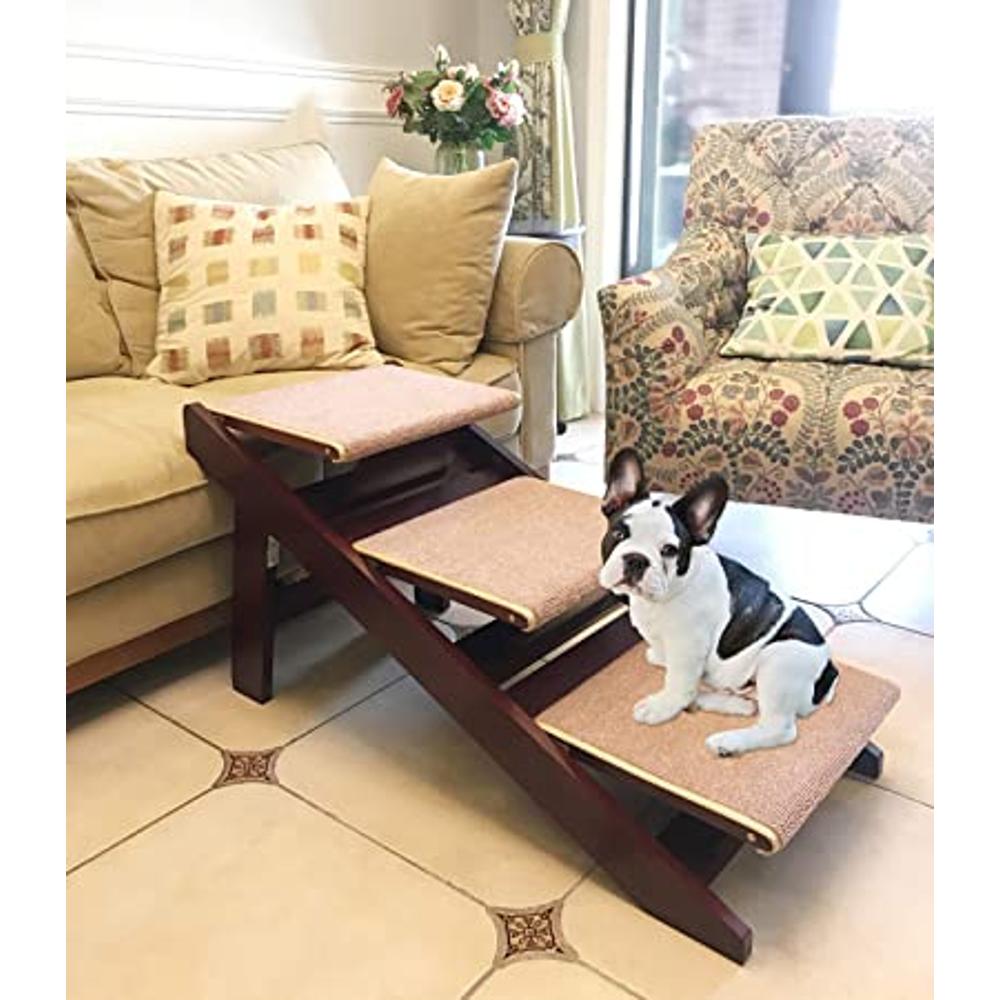Rampa para perros para sofá, cama o automóvil, escaleras de madera de 44  pulgadas de largo para perros y gatos pequeños y grandes, soporta hasta 250