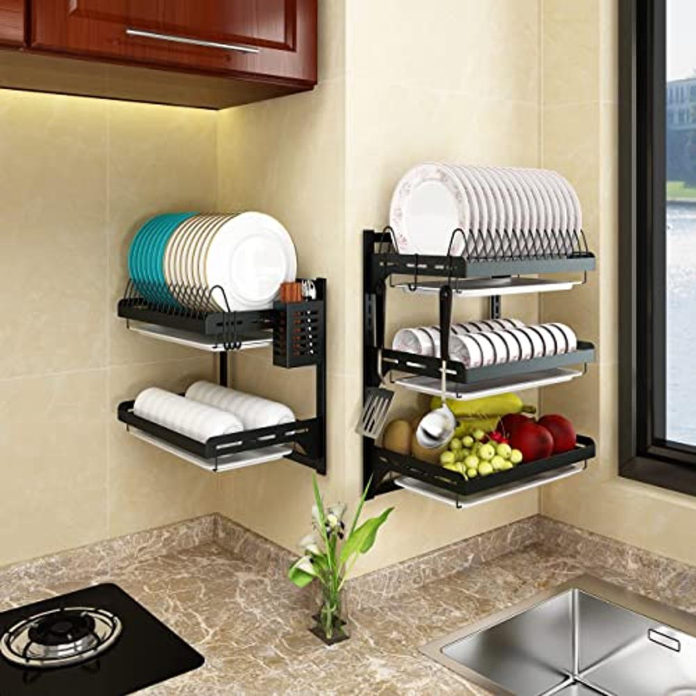 Supfirm 3-Tier Wall Mounted Stainless Steel Dish Rack