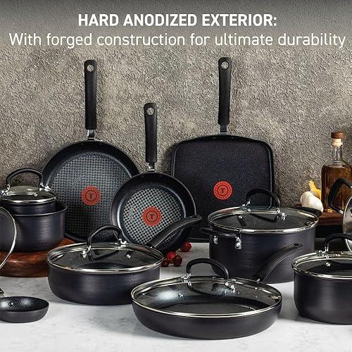 Tfal Ultimate Hard Anodized Nonstick Cookware Set 17 Piece Pots and