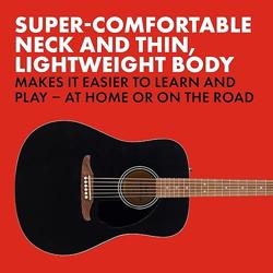 Fender California Debut Redondo Series Acoustic Guitar, Beginner Guitar, 2-Year Warranty, Black - Color Black - Nombre de estilo Guitar Only