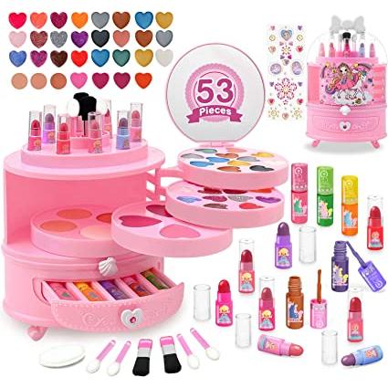 Balnore - Kit de maquillaje para niños de 53 piezas para niña, maquillaje  lavable para niños con