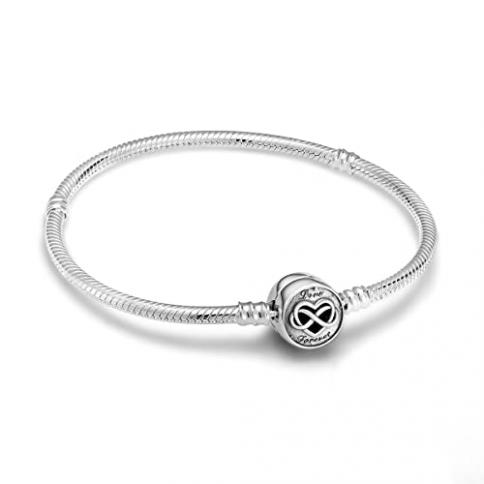 Moments Silver Bangle Bracelet with Logo Heart Clasp, Sterling silver