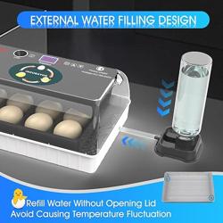 HOWOOIUA 12 Egg Incubator - Automatic Egg Turner, Temperature Control, Built-in Candler, Auto Water Refill for Hatching Chicken, Duck, Quail  Bird Eggs