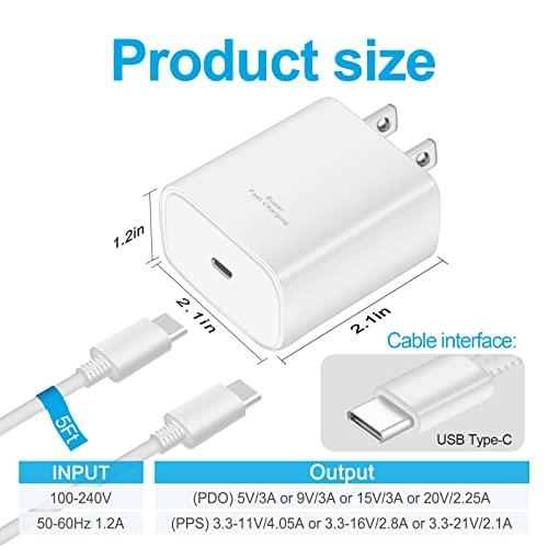 Cargador Ultra Rápido Usb C S22 De 45 W Paquete De 2 Bloques De Cargador Súper Rápido Con Cable 6489