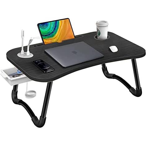 Mesa portátil plegable para portátil con cajón de almacenamiento para cama,  sofá, estudio, comer, leer, escribir y trabajar, perfecta para el