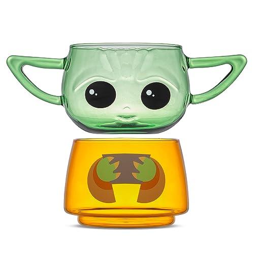 JoyJolt Character Stackable Star Wars Drinking Glasses. 8oz Grogu