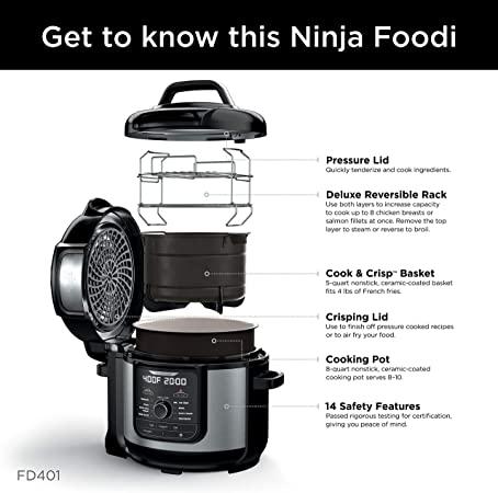 NINJA Foodi Cocina, vaporera y aire con tecnología TenderCrisp Olla a