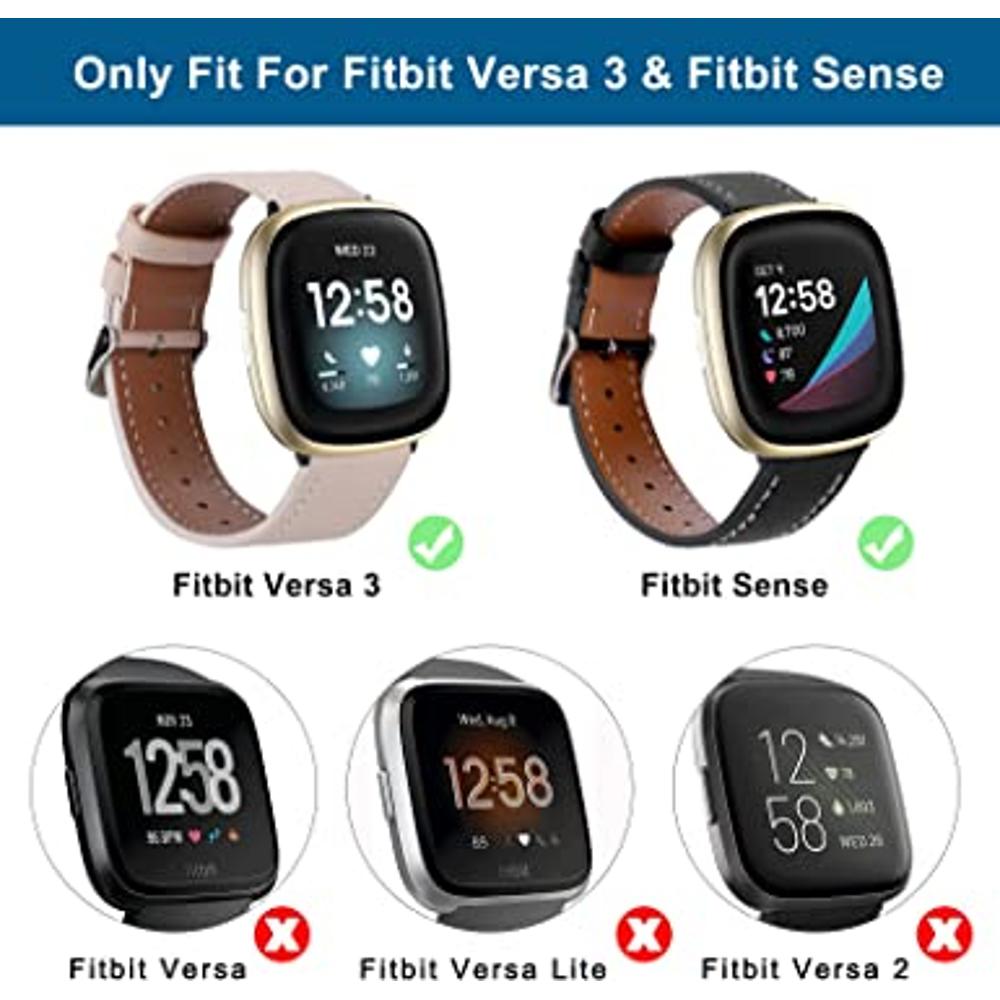 Moolia Compatible con correas Fitbit Versa 4/Versa 3/Sense 2/Sense para  mujer, correa de repuesto de cuero genuino vintage para reloj inteligente