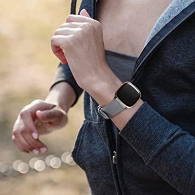 Bandas/Correas Fitbit Sense, compatibles con Fitbit Versa 3, correas de  grano superior, pulseras de repuesto para mujeres y hombres para Fitbit  Versa 3/Fitbit Sense Smartwatch, gris, Moda de Mujer