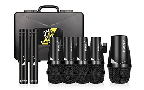 GMARK 7Piece Drum Mics, G7 Dynamic Drum Microphone Kit for Bass/ Kick