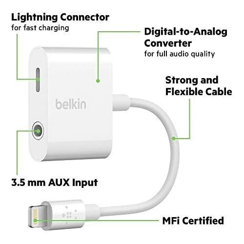 Belkin RockStar Cable de audio Lightning y cargador para iPhone 14, 13, 12,  11, 10 - Blanco - Nombre de estilo Audio 3.5MM + Carga Lightning - Diseño  Conector Lightning : Precio Guatemala