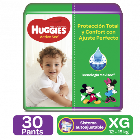 Panales Huggies Active Sec Xg Mega 30 Uds Entrega A Toda Guatemala