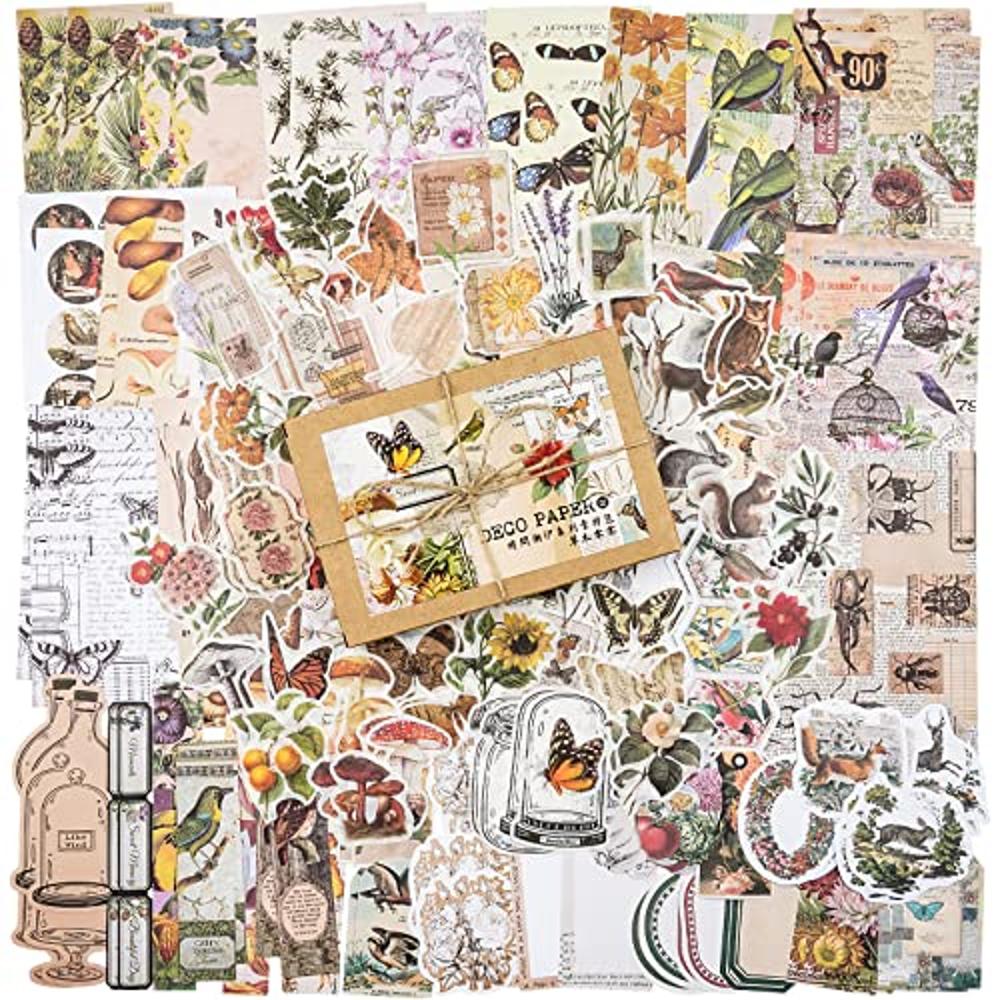 Knaid 200 Pieces Vintage Ephemera Pack Decoupage Paper Junk Journal Kit  Scrapbook Planner Sticker Supplies for Art Journaling Bullet Journals  Collage