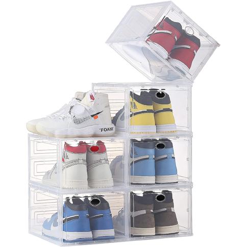 INSTY Paquete de 6 cajas de almacenamiento de zapatos de plástico  transparente apilables, caja de zapatos