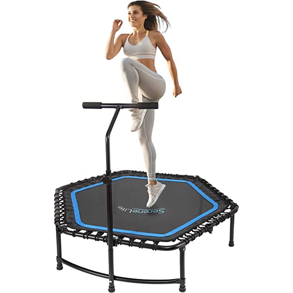 SereneLife SLELT418 - Mini trampolín para ejercicio de fitness, 35.4  pulgadas, equipo de ejercicio de salto redondo para adultos, mini  trampolines