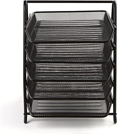 Porta Tazze E Cialde Mind Reader – Rack A Pioli Con Cestello, Design Compatto Semicircolare, Nero, 22x22x45 Cm