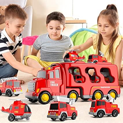 Muyoka Juguetes para niños de 1 2 3 4 5 6 años, camión de juguetes para  niños y niñas, 5 en 1, juguetes de construcción de fricción, vehículo de