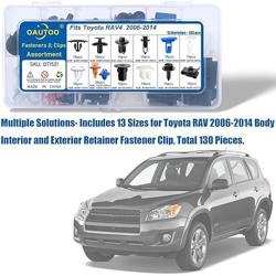 OAUTOO 130pcs fits Toyota RAV4 2006-2014 Body Interior and Exterior Retainer Fastener Clip Assortment Engine Under Cover  Bumper Cover Retainer Fender Flare Molding Clip Screw with Nut Kit