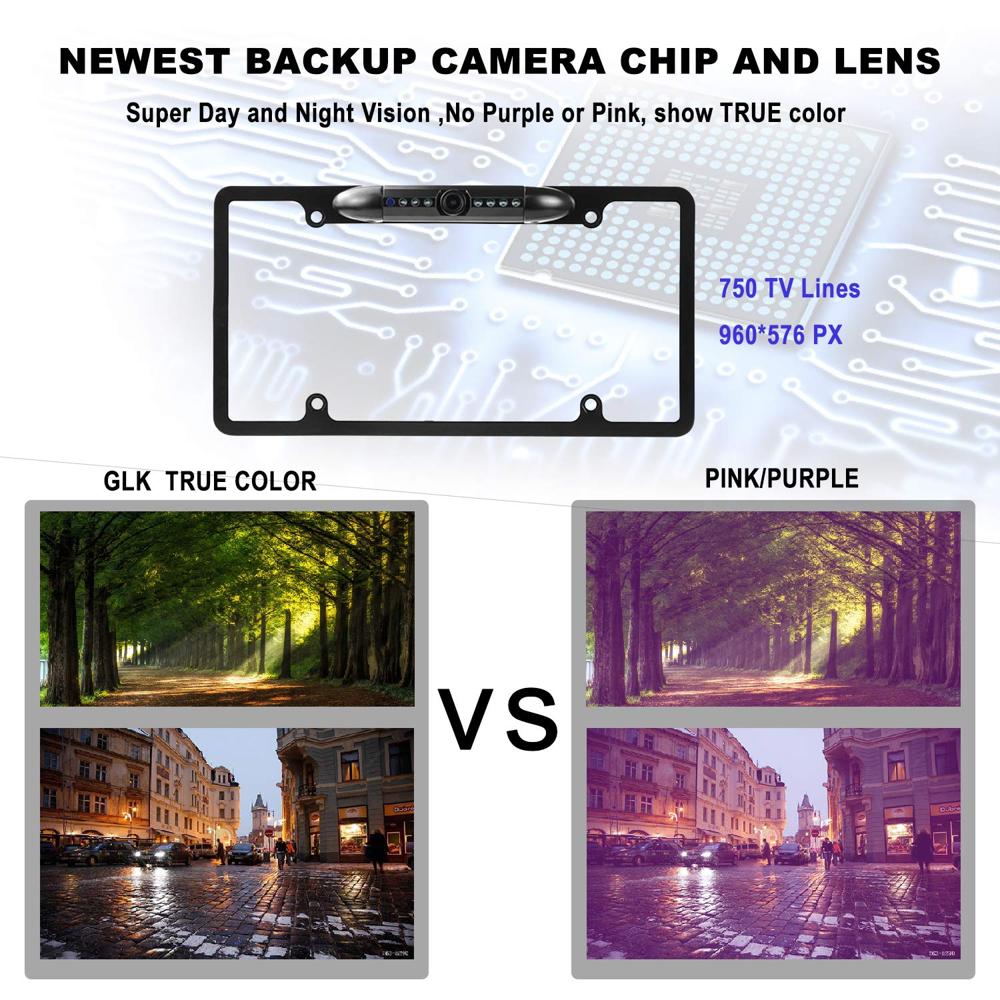 thumbnail image 2 of GLK License Plate Backup Camera HD | 170° View Angle With 7 LED Night Vision | Waterproof Rear/Front View Camera For Cars 2 of 3